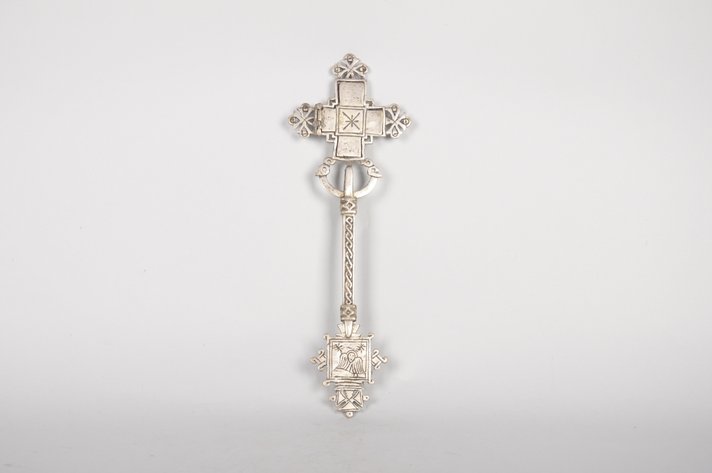 Ethiopian Coptic Christian Metal Cross with Icon Painting
