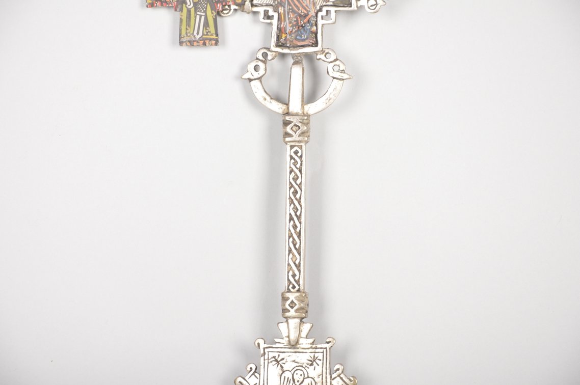Ethiopian Coptic Christian Metal Cross with Icon Painting, photo 4 of 7