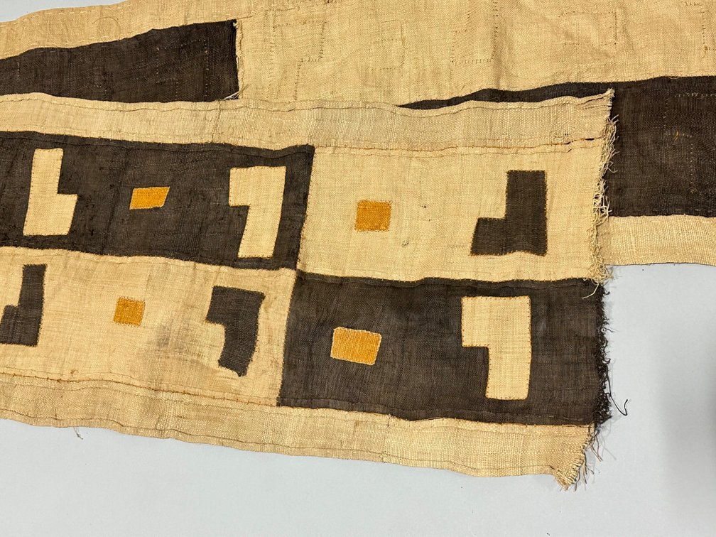 Three African Kuba Long Textile Cloth Panels, photo 8 of 15