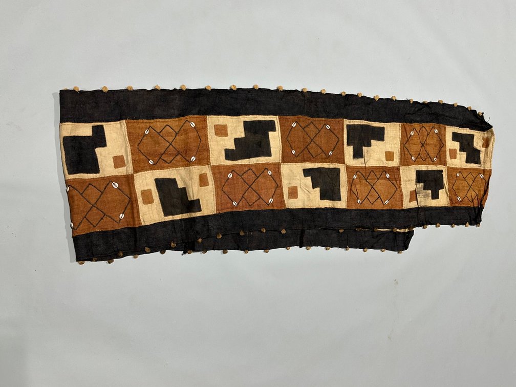 Three African Kuba Long Textile Cloth Panels, photo 2 of 15