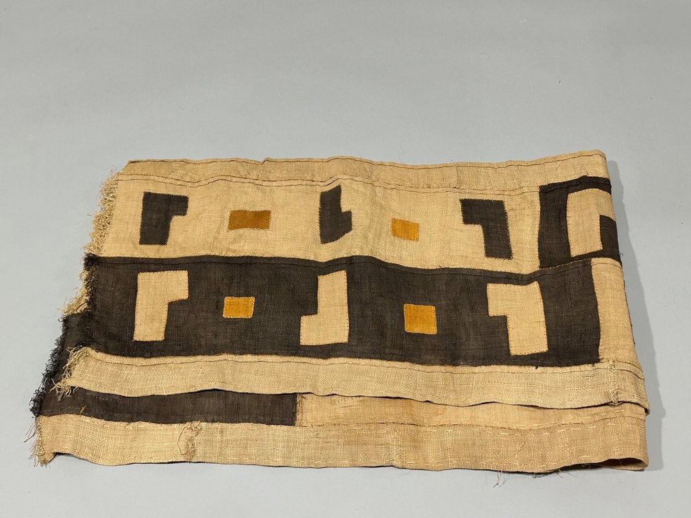 Three African Kuba Long Textile Cloth Panels, photo 11 of 15