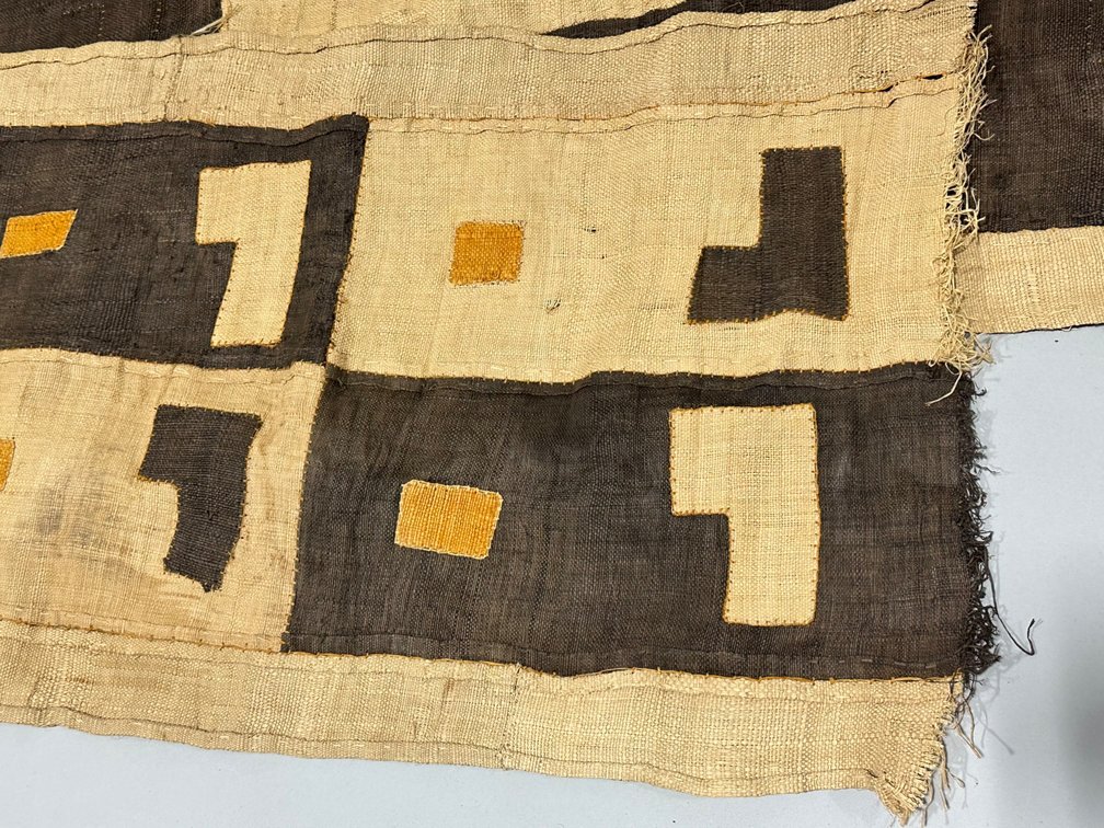 Three African Kuba Long Textile Cloth Panels, photo 9 of 15