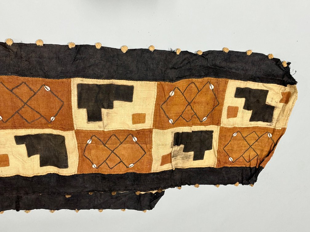 Three African Kuba Long Textile Cloth Panels, photo 4 of 15