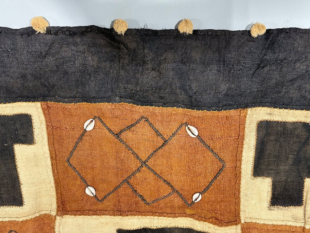 Three African Kuba Long Textile Cloth Panels, photo 6 of 15