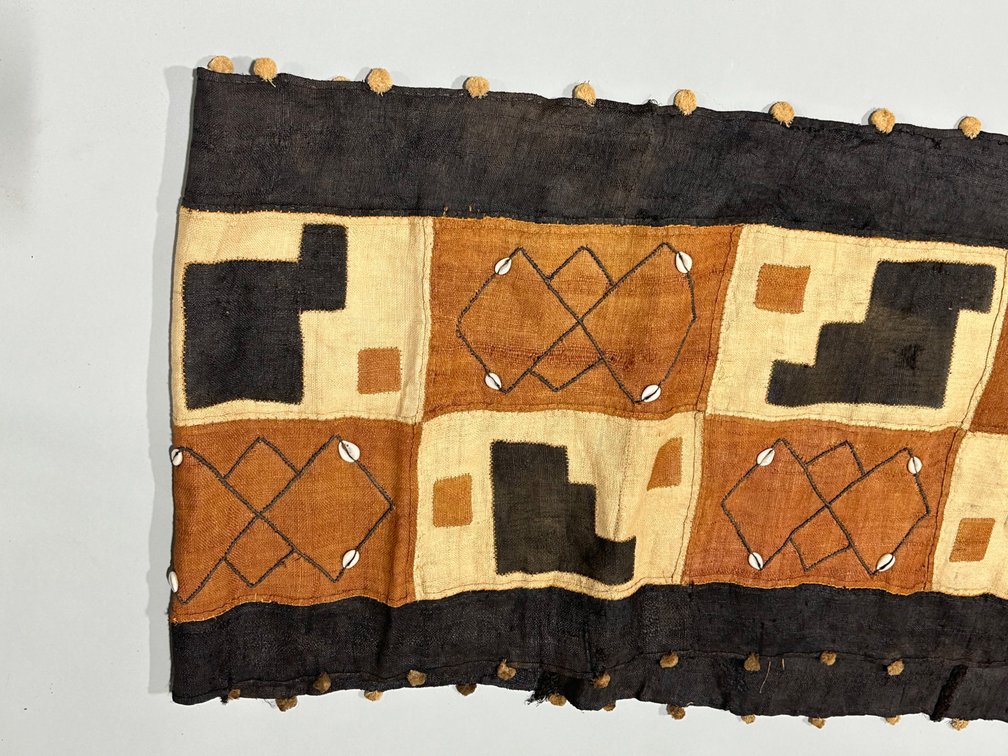 Three African Kuba Long Textile Cloth Panels, photo 3 of 15