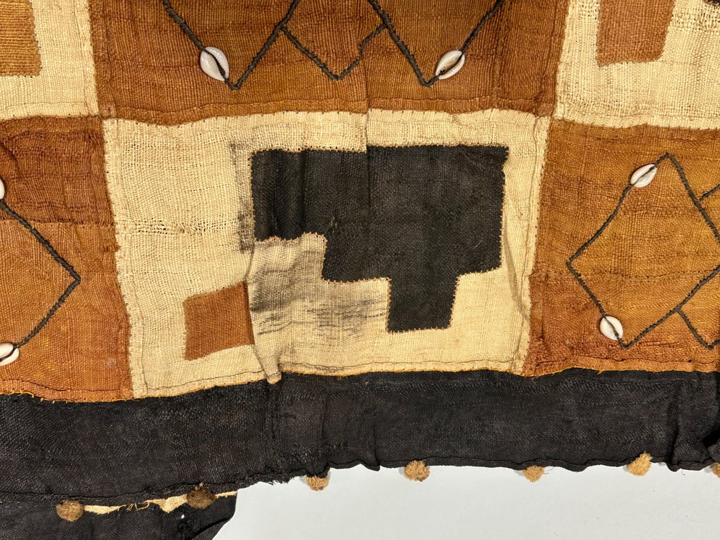 Three African Kuba Long Textile Cloth Panels, photo 5 of 15