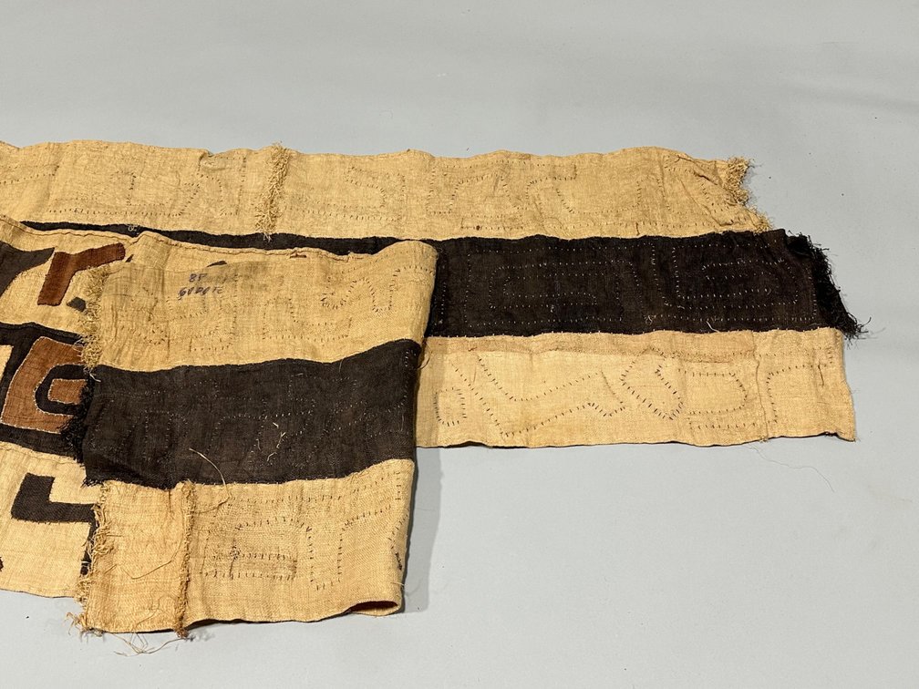 Three African Kuba Long Textile Cloth Panels, photo 15 of 15