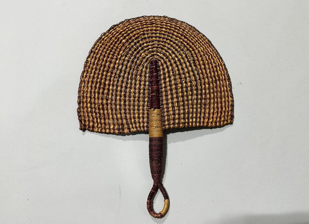 African Beaded Yoruba Sash and a Woven Fiber Fan, photo 2 of 11