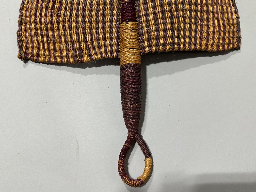 African Beaded Yoruba Sash and a Woven Fiber Fan, photo 4 of 11