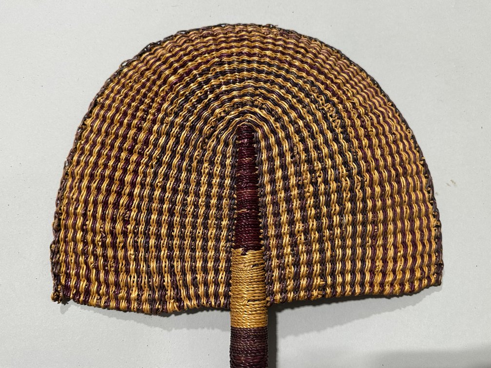 African Beaded Yoruba Sash and a Woven Fiber Fan, photo 3 of 11