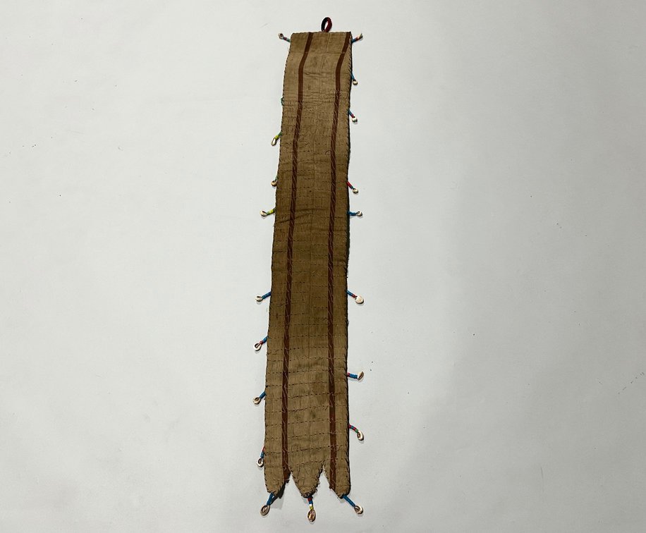 African Beaded Yoruba Sash and a Woven Fiber Fan, photo 10 of 11