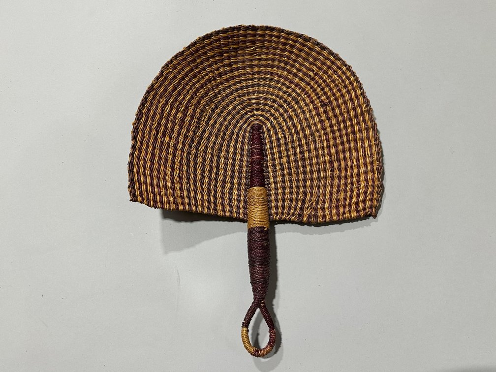 African Beaded Yoruba Sash and a Woven Fiber Fan, photo 5 of 11