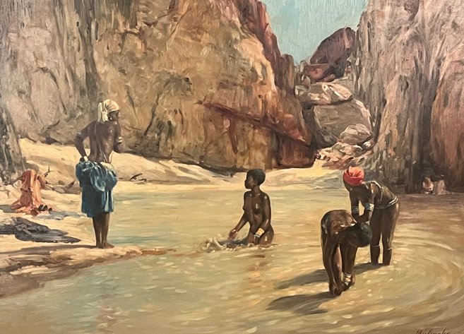 Heinrich von Michaelis (1912-1990), African Landscape Woman Washing