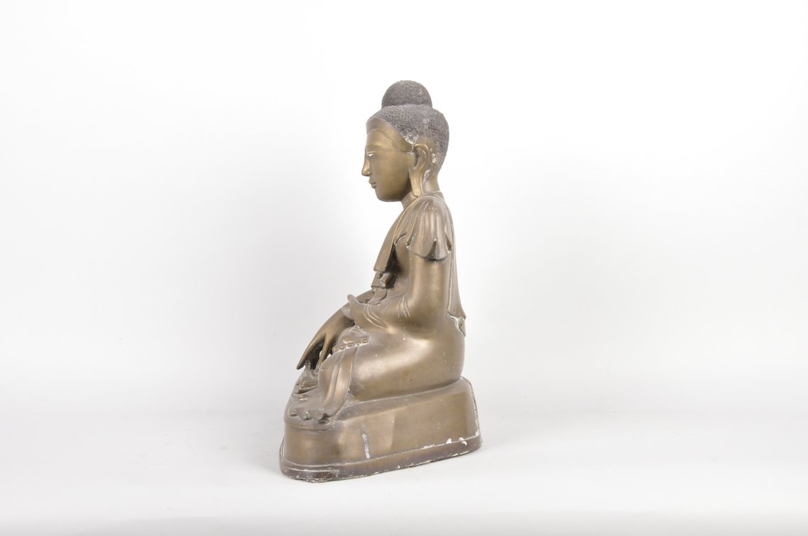 Burmese Bronze Seated Buddha Sculpture, photo 4 of 8