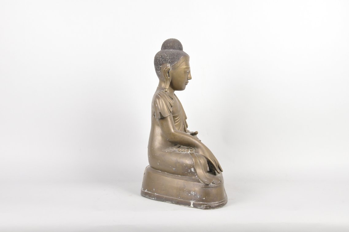 Burmese Bronze Seated Buddha Sculpture, photo 5 of 8