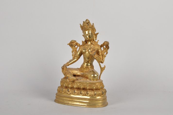 Gilded Copper Alloy Seated Tara Sculpture