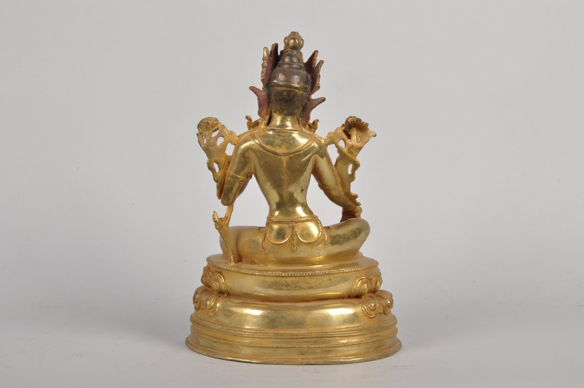 Gilded Copper Alloy Seated Tara Sculpture, photo 6 of 10