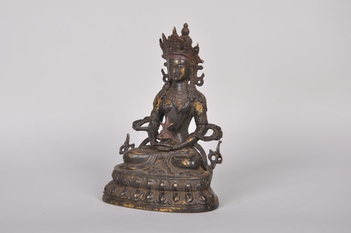 Boddhisattva Bronze with Gold Gilding  Sculpture