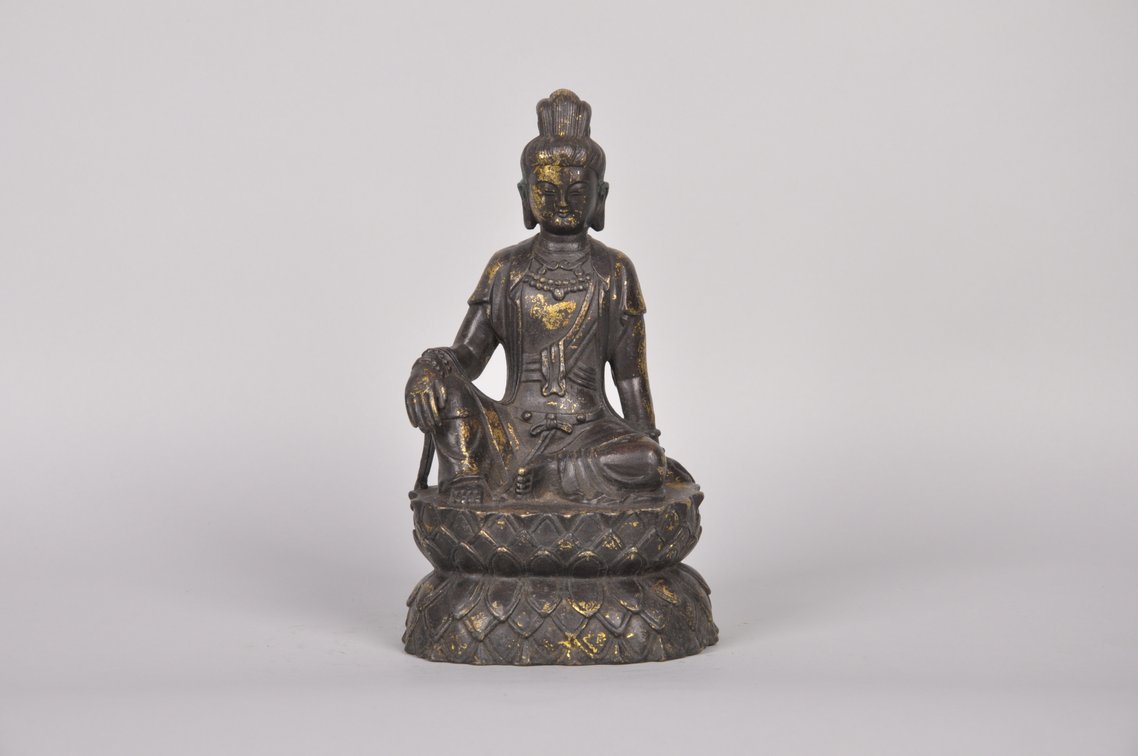 Guanyin Buddha Bronze with Gold Gilding Sculpture, photo 2 of 7