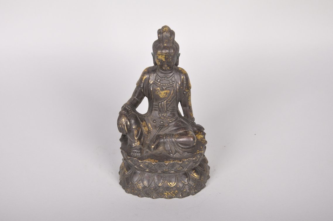Guanyin Buddha Bronze with Gold Gilding Sculpture, photo 5 of 7
