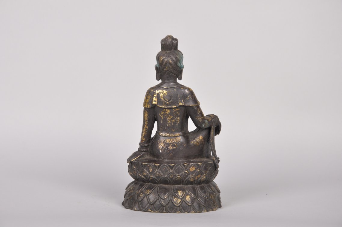 Guanyin Buddha Bronze with Gold Gilding Sculpture, photo 6 of 7
