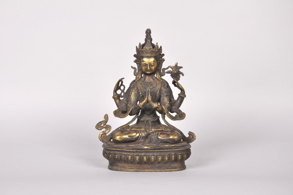 Chenrezig Avalokitesvara Tibetan Brass Buddha, photo 2 of 7