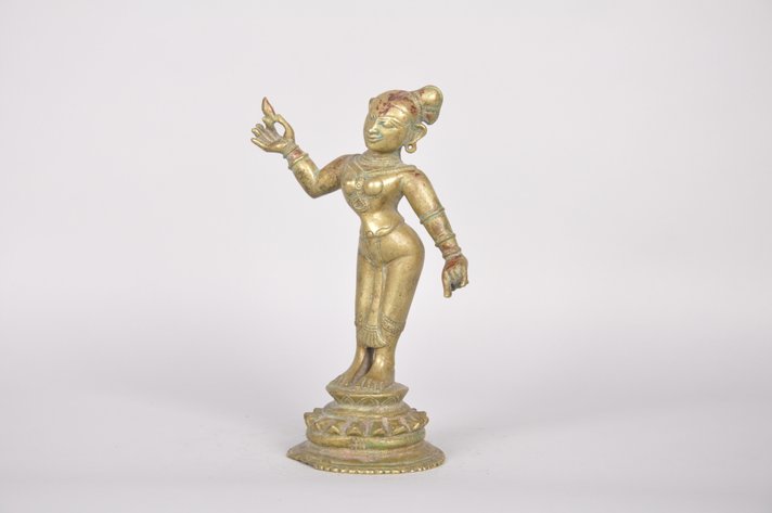 Radha Hindu Goddess Bronze and Lacquer Sculpture