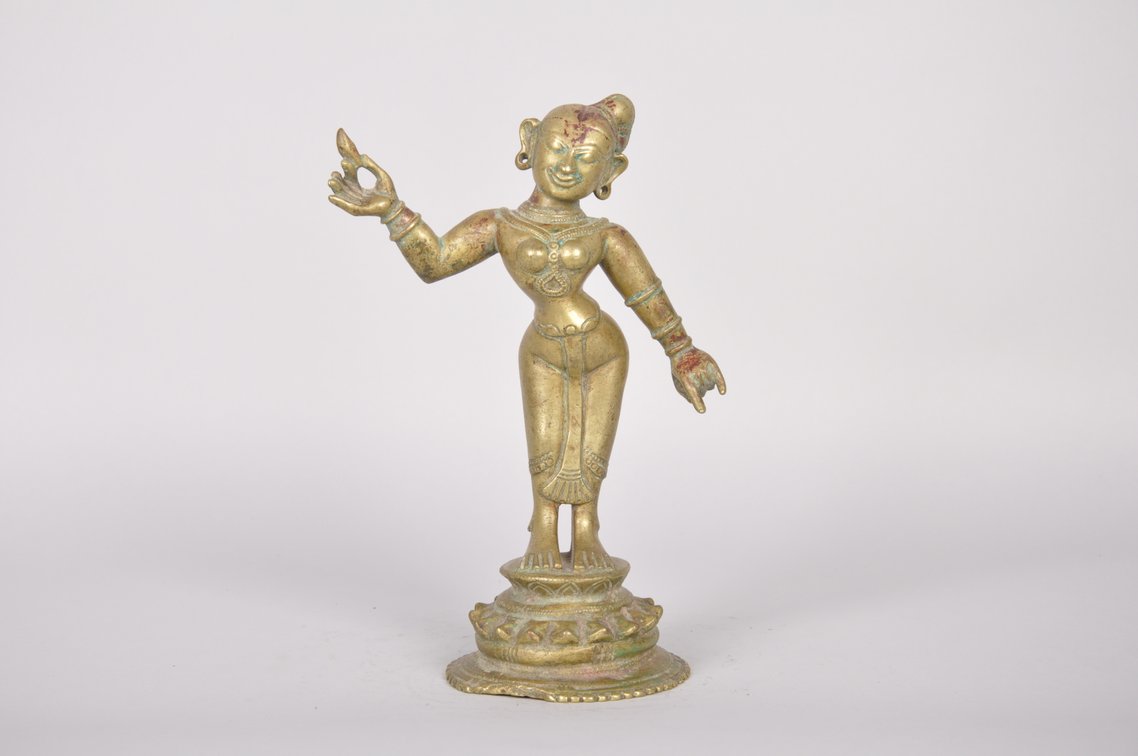 Radha Hindu Goddess Bronze and Lacquer Sculpture, photo 2 of 7