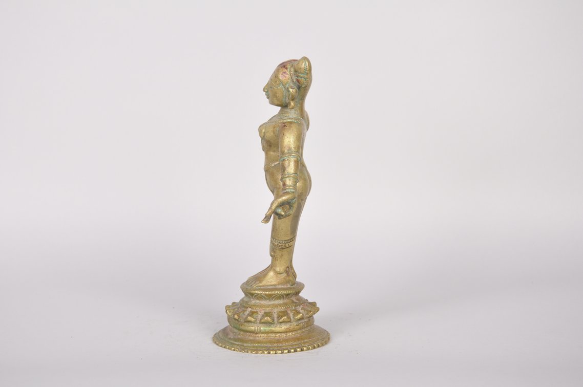 Radha Hindu Goddess Bronze and Lacquer Sculpture, photo 3 of 7