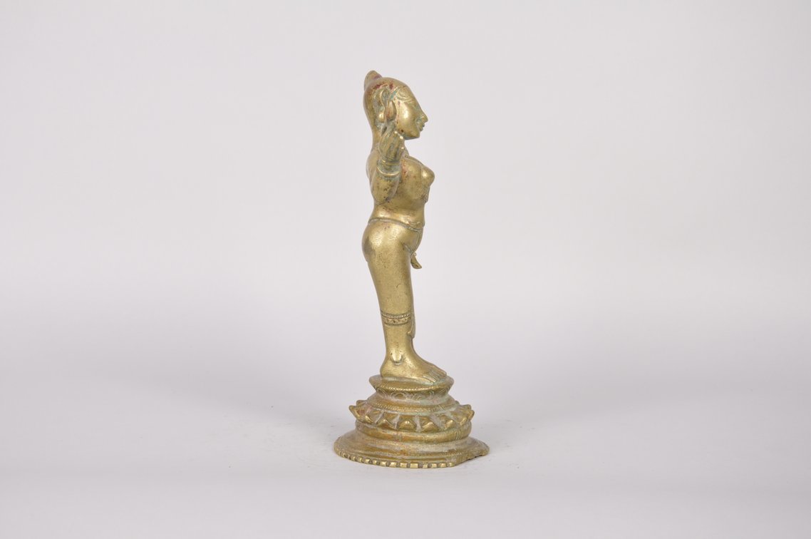 Radha Hindu Goddess Bronze and Lacquer Sculpture, photo 4 of 7