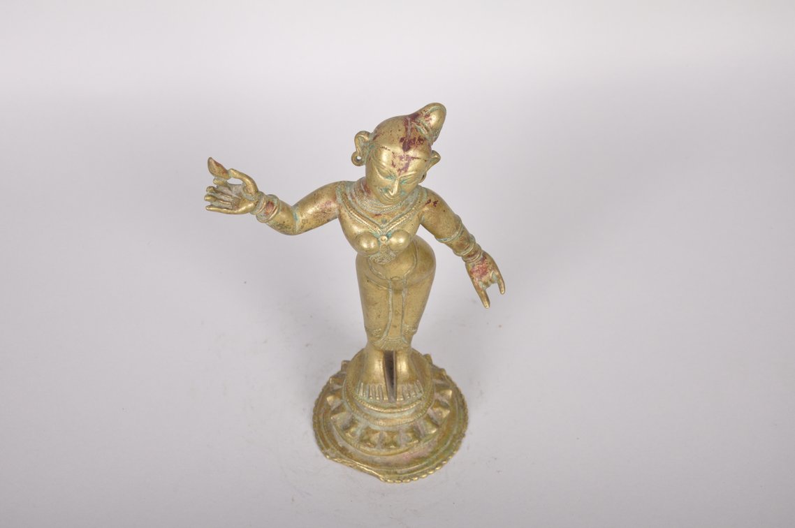 Radha Hindu Goddess Bronze and Lacquer Sculpture, photo 5 of 7