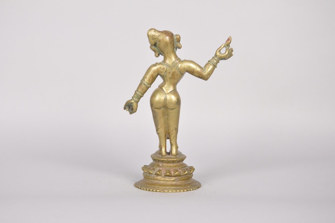 Radha Hindu Goddess Bronze and Lacquer Sculpture, photo 6 of 7