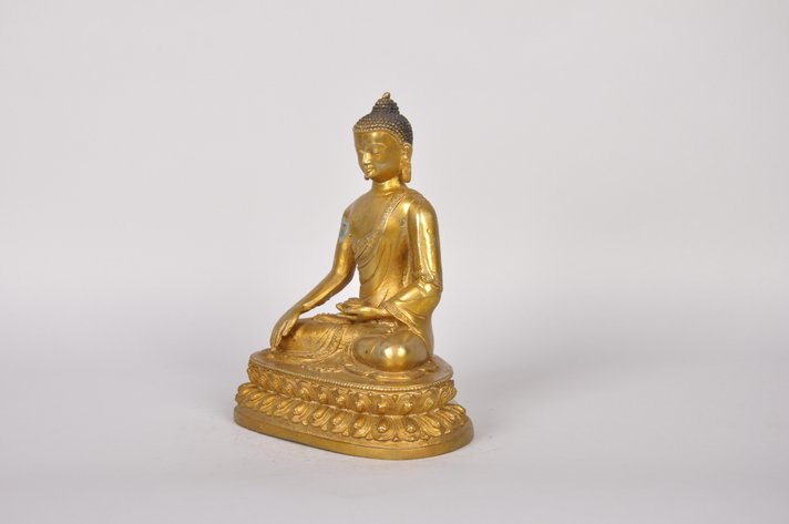 Shakyamuni Gold Gilded Bronze Tibet Sculpture