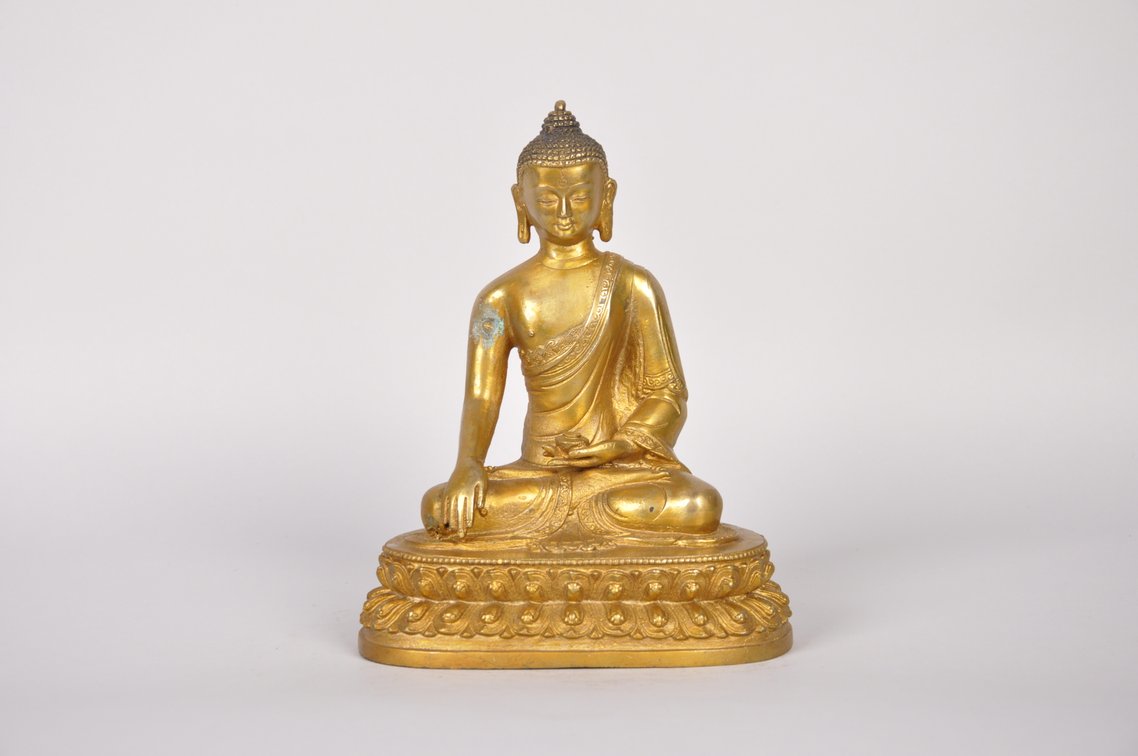Shakyamuni Gold Gilded Bronze Tibet Sculpture, photo 2 of 7