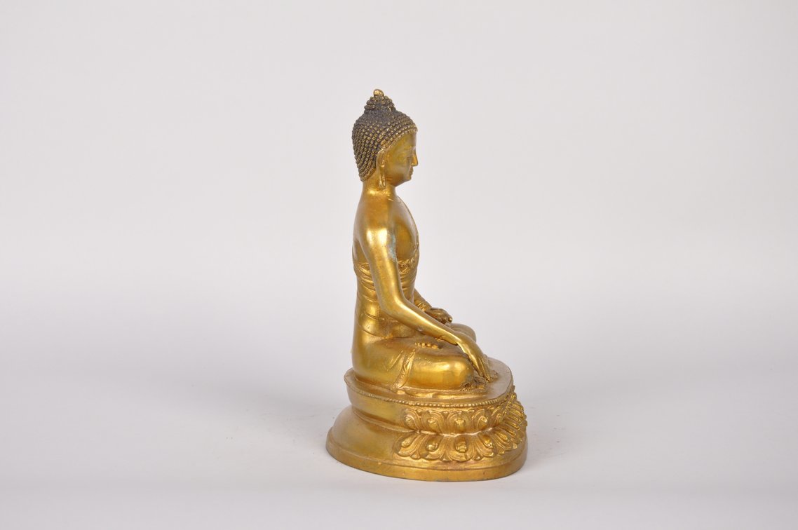 Shakyamuni Gold Gilded Bronze Tibet Sculpture, photo 4 of 7