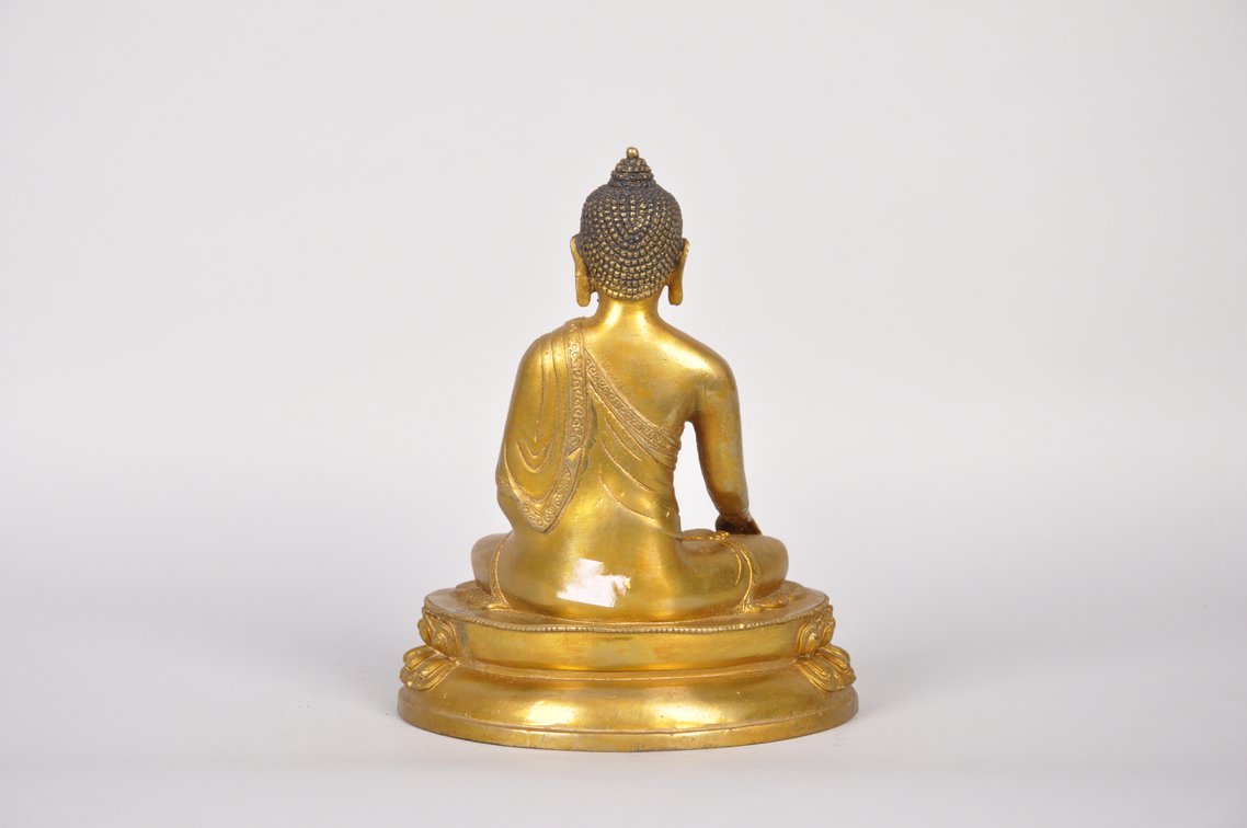 Shakyamuni Gold Gilded Bronze Tibet Sculpture, photo 6 of 7