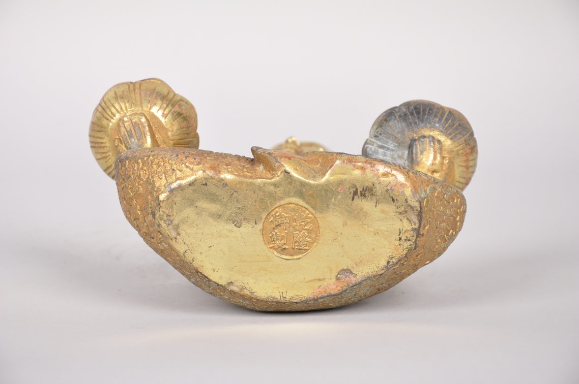 Monk Lotus Flower Bronze with Gold Gilt Candle Holder, photo 7 of 8