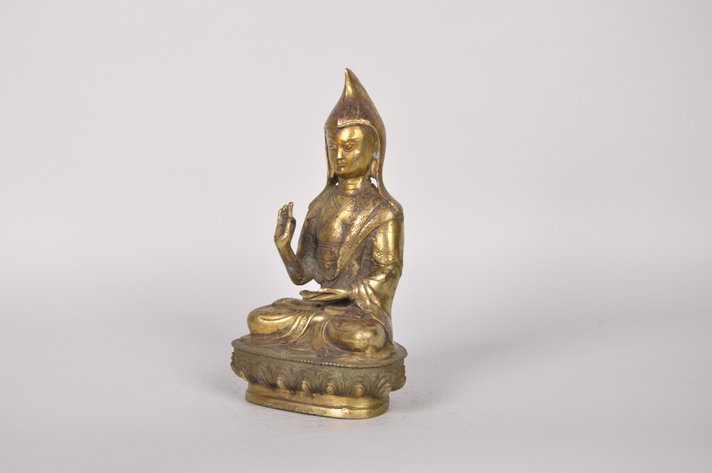 Gilded Copper Seated Je Tsongkhapa