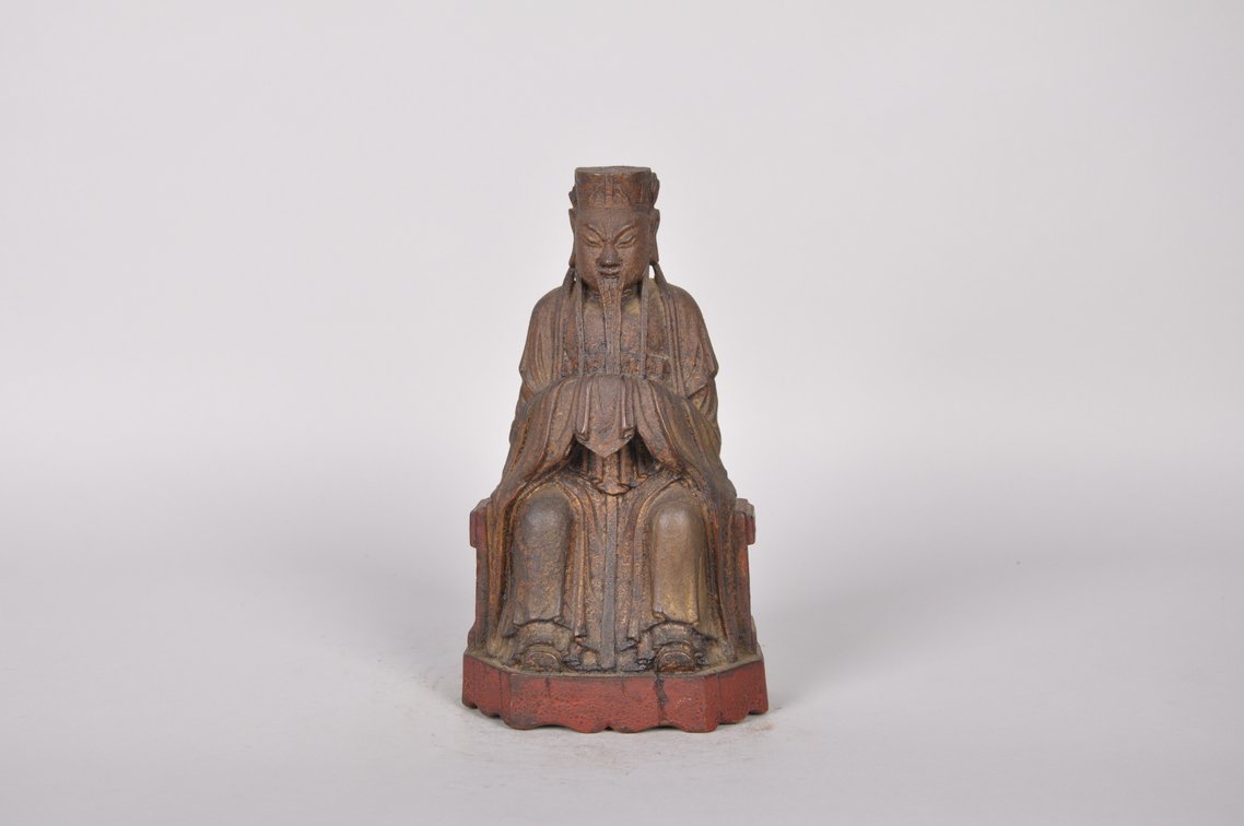 Seated Daoist God Wood Sculpture, photo 2 of 8