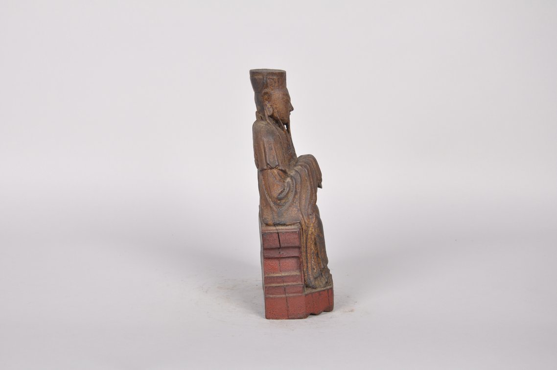 Seated Daoist God Wood Sculpture, photo 4 of 8