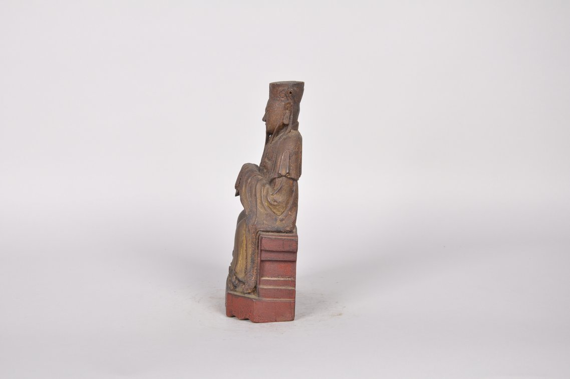 Seated Daoist God Wood Sculpture, photo 5 of 8