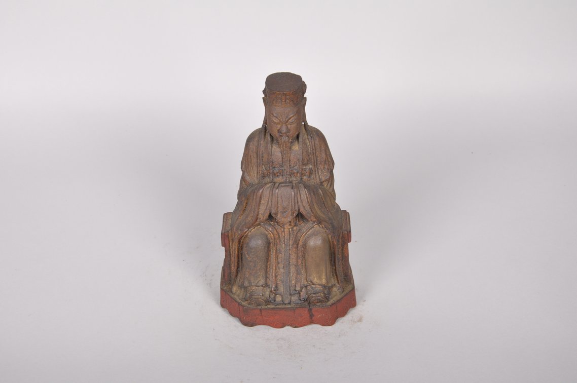 Seated Daoist God Wood Sculpture, photo 6 of 8