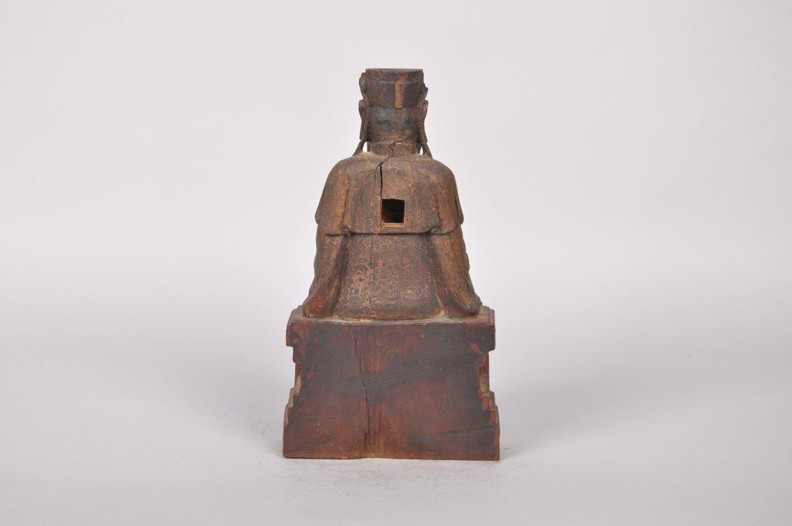 Seated Daoist God Wood Sculpture, photo 7 of 8