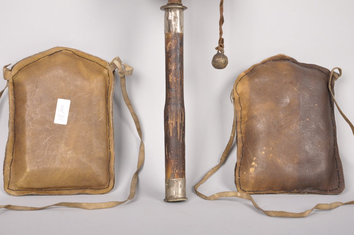 Tibetan Buddhist Prayer Wheel and Two Prayer Gau Bags, photo 4 of 16