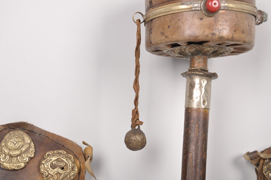Tibetan Buddhist Prayer Wheel and Two Prayer Gau Bags, photo 11 of 16