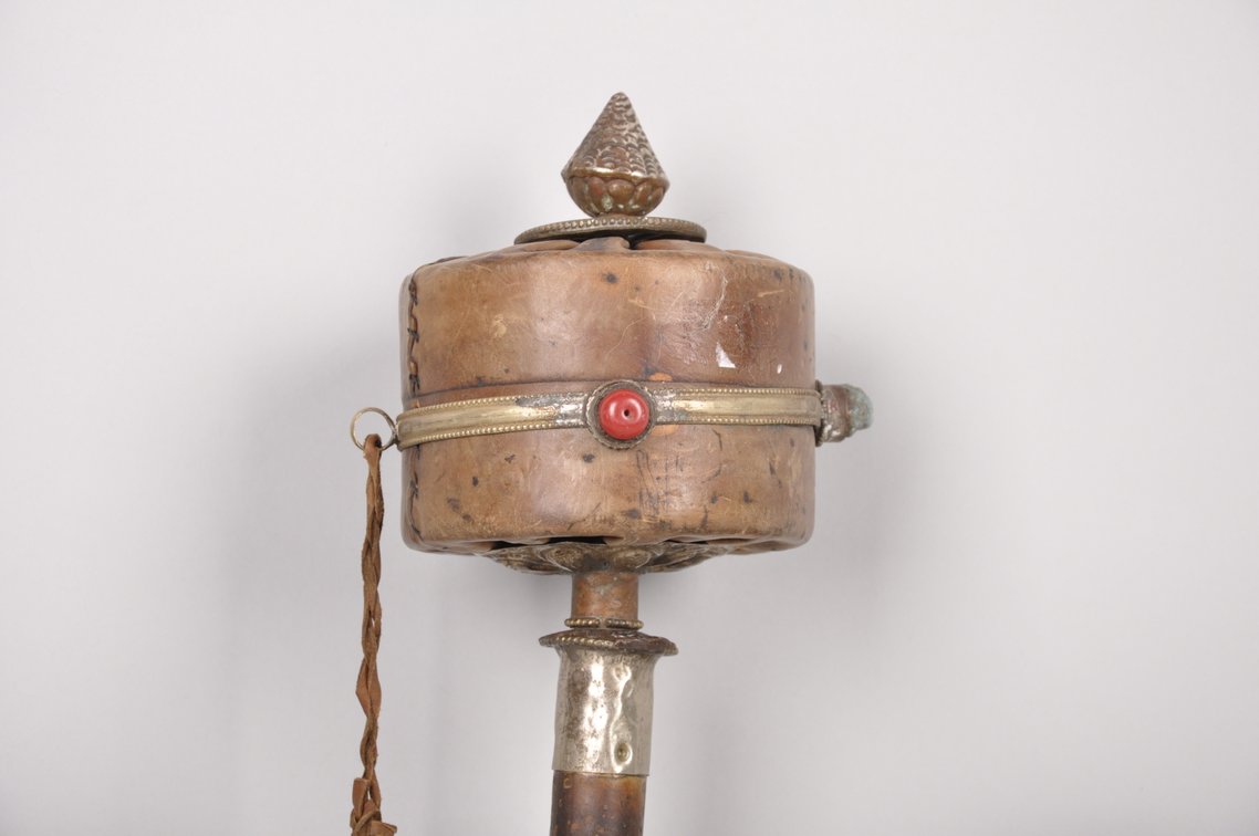 Tibetan Buddhist Prayer Wheel and Two Prayer Gau Bags, photo 7 of 16