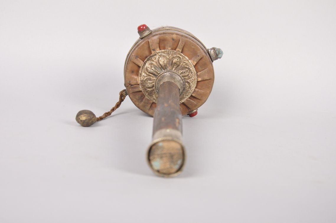 Tibetan Buddhist Prayer Wheel and Two Prayer Gau Bags, photo 14 of 16