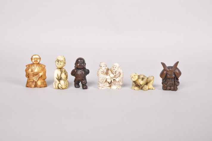 Netsuke Figure Miniature Sculptures and Koro Toppers