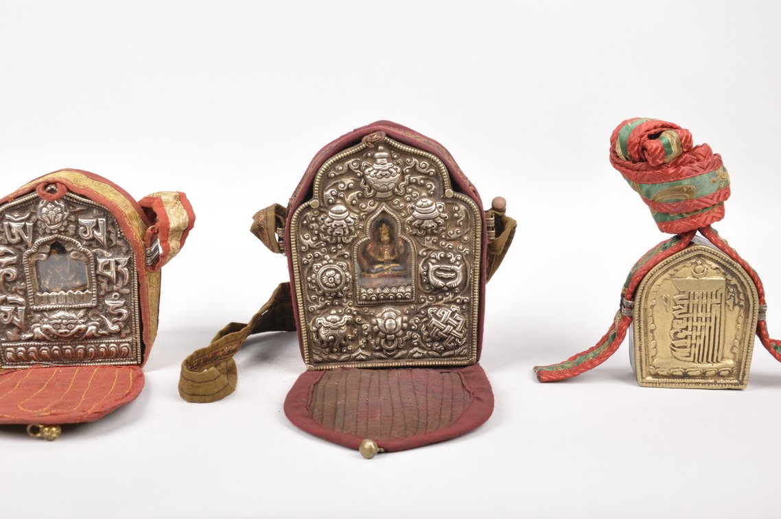 Three Tibetan Buddhist Ghau Travel Shrines, photo 3 of 13