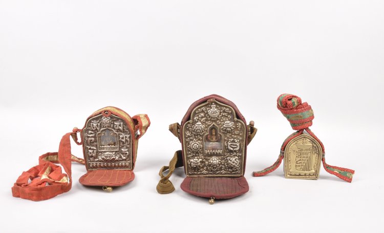 Three Tibetan Buddhist Ghau Travel Shrines
